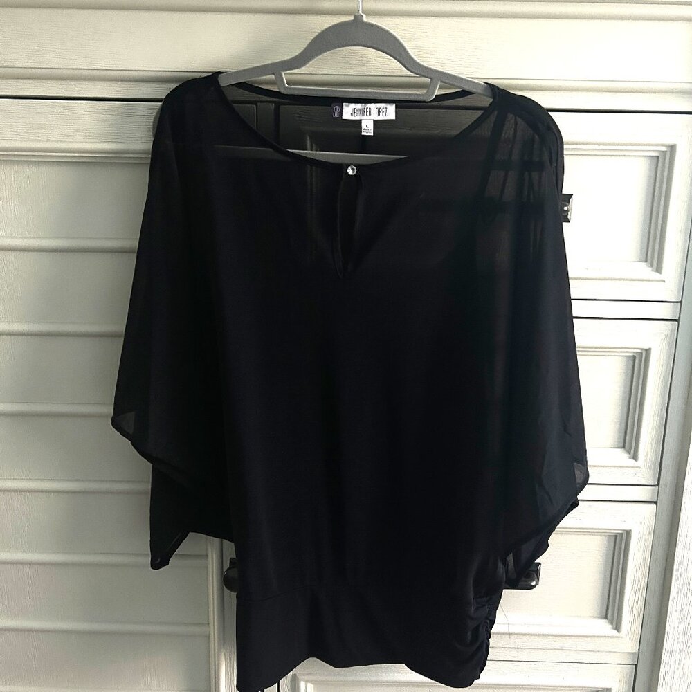 Ladies Black Jennifer Lopez Black Chiffon Blouse Size L